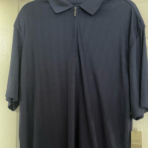Men's Zipper Polo Shirt Casual Knit Short Sleeve Collar - Picture 1 of 5